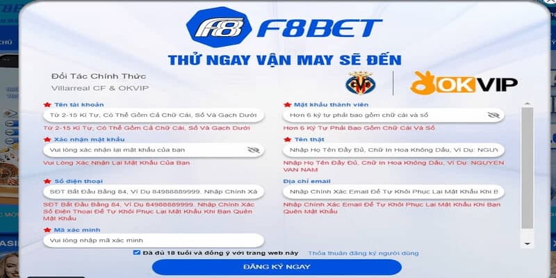 Chi tiết các bước tham gia tại nhà cái F8bet